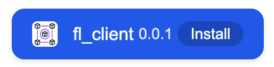 Install FL Client Button - Blue version showing 'fl_client 0.0.1 Install'